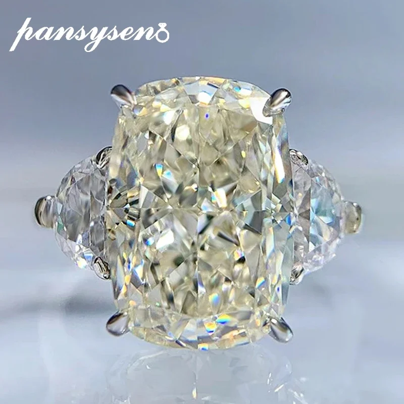 

PANSYSEN 100% 925 Sterling Silver 9*13MM G Color High Carbon Diamond Gemstone Wedding Engagement Rings for Women Fine Jewelry