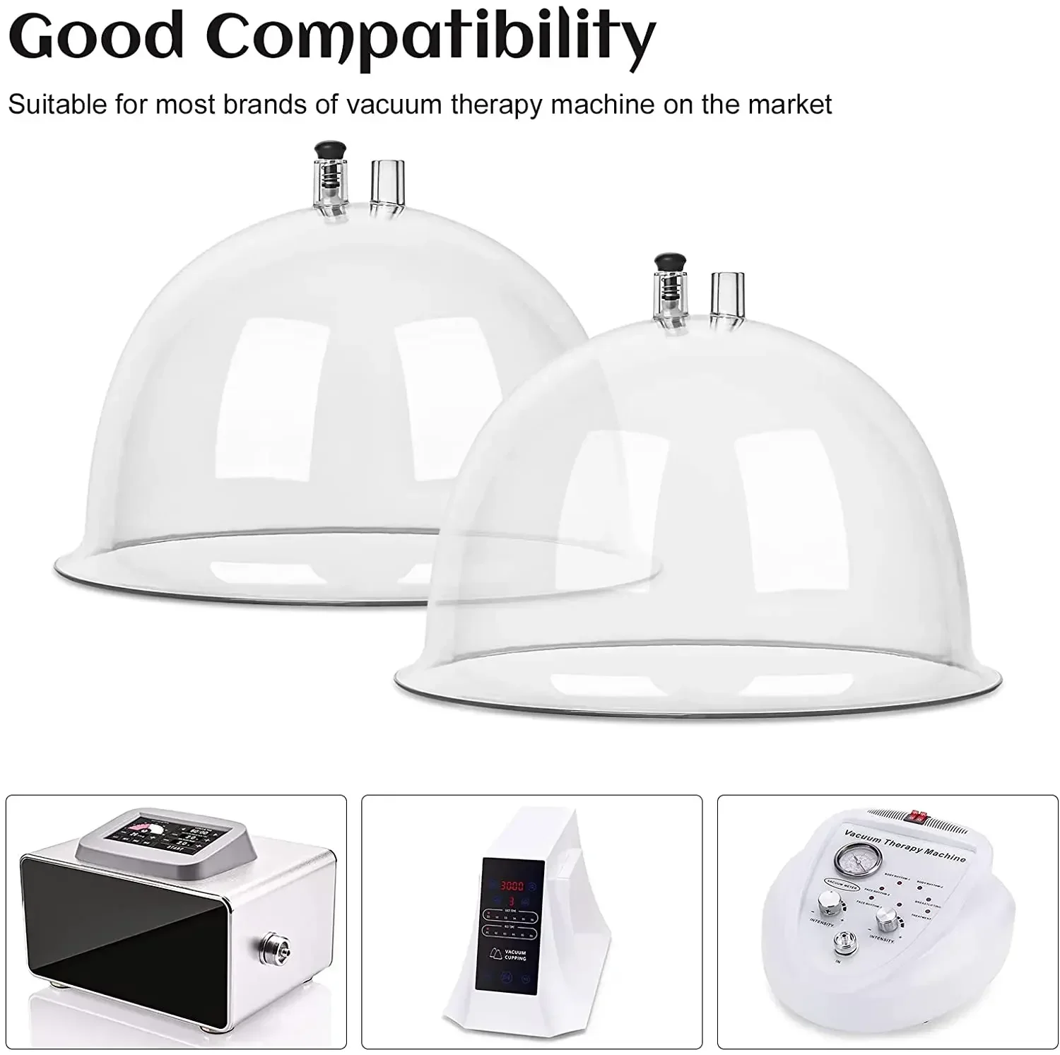 10inch Vacuum Cups Breasts Suction Big Size Buttocks Enlargement Hip Lifting Pump Cupping Machine Replacement With Y-Hose 2pcs - view 2