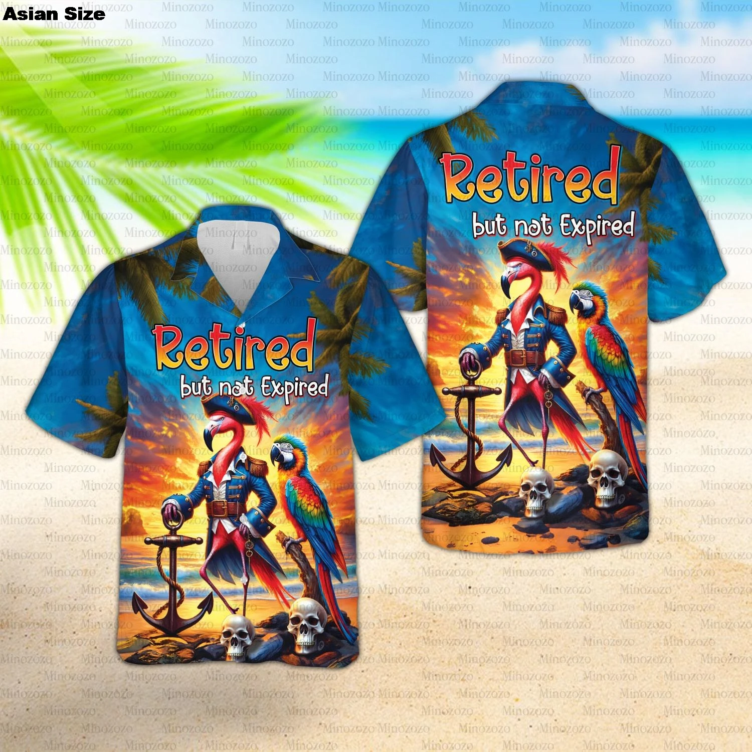 Hawaiian Resort 3D Print Parrot Pirate Dress Flower Shirt Men's Summer Short Casual Man Clothing Vintage Harajuku  Lapel Blouse