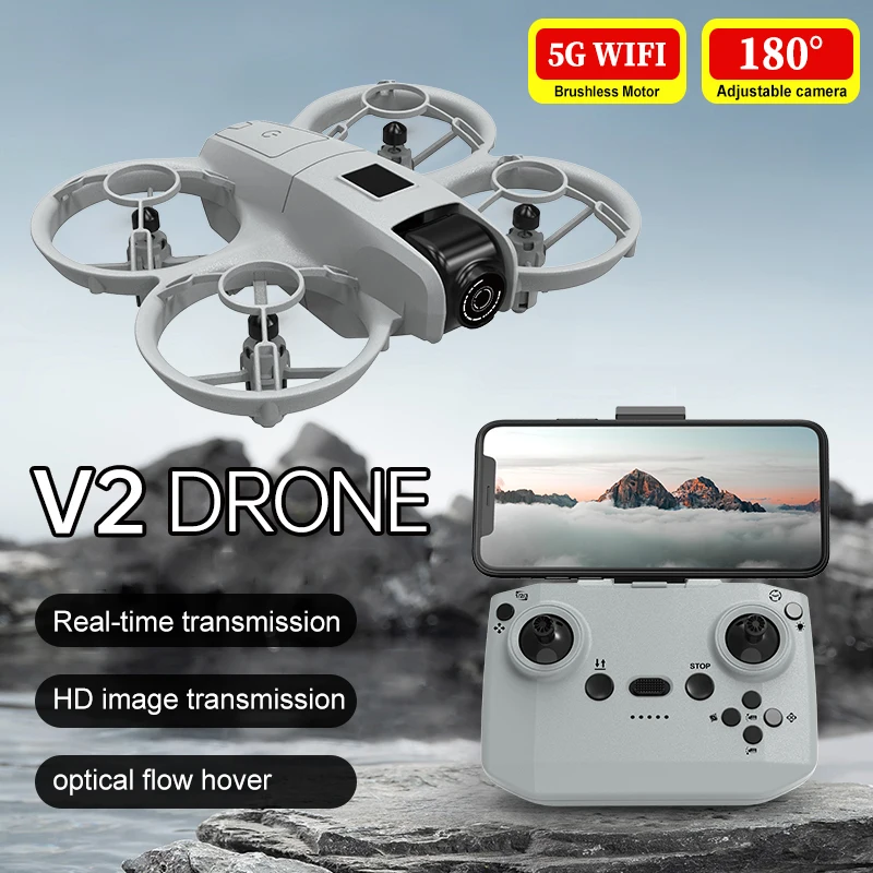 Mini Dron 4DRC V2 con WIFI, Quadcopter RC 180 °   Helicóptero con cámara ajustable para principiantes, juguete para niños, regalo con flujo óptico y función de vuelo estacionario