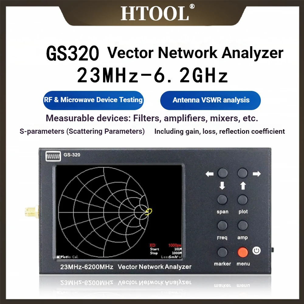 Vector Network Analyzer 23-6200MHz VNA Antenna Tester SWR Cable Fault DTF Smith Chart S-Parameter for WiFi/BT/GPS