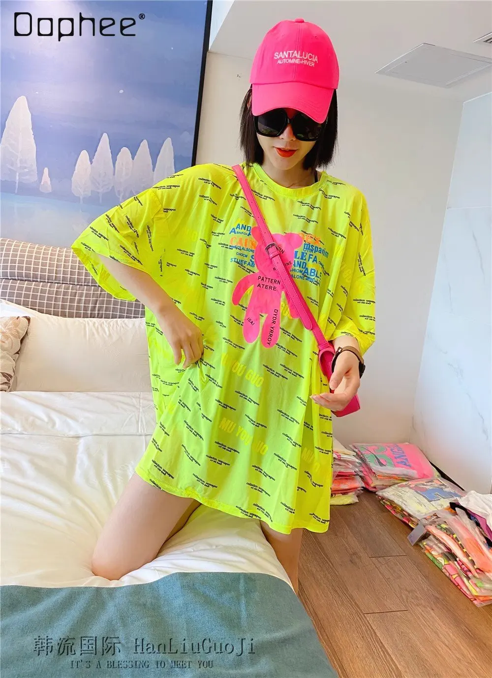 

White Cartoon Letter Print Oversized Short-Sleeved T-shirt Female 2023 Summer Thin Loose Slim-Fit Casual Top Women Clothes