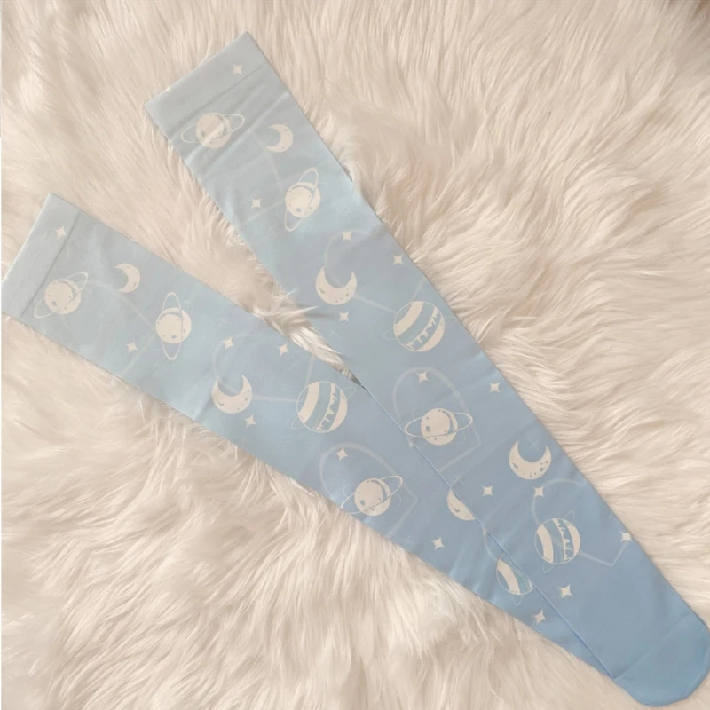 Girl Pink 3d Printed Stockings High Quality Polyester Summer Thin Cosplay Stockings Girl Harajuku Wakai Socks