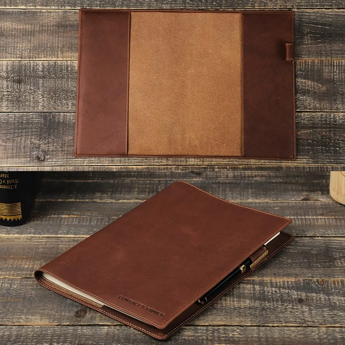 Latest ABBQ-Retro Leather Book Cover Sleeve Protector with Pen Holder Business Notepad Notebook Book Case School Supplies A5