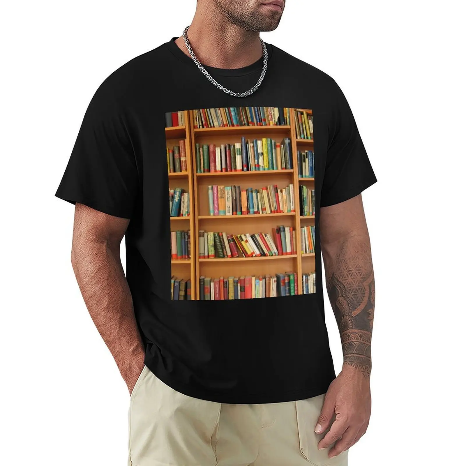 Bookshelf Books Library Bookworm Reading T-Shirt Plus Size Summer Casual T-Shirt