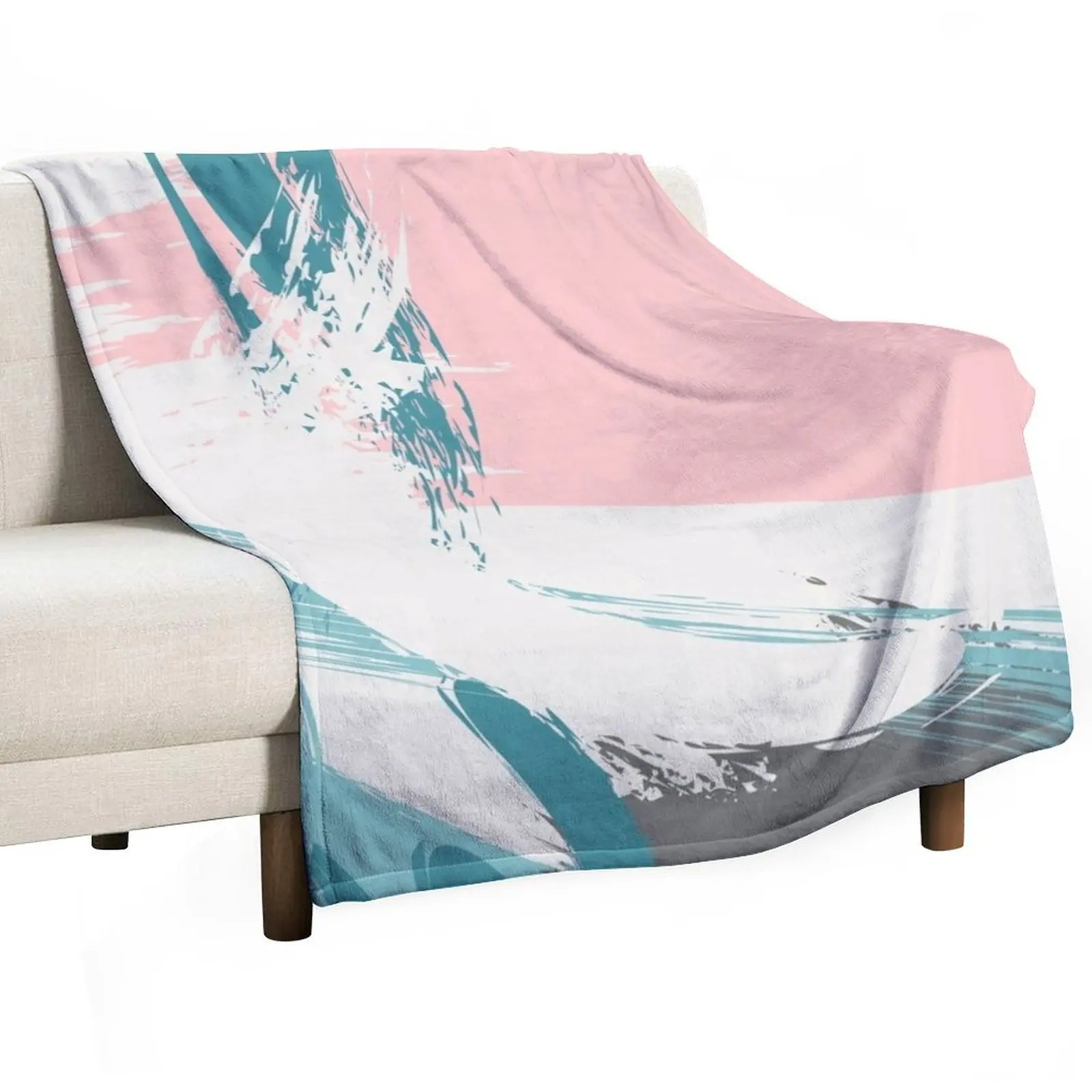 

Watercolor painting Pink blue pastel Throw Blanket Beach Furry Soft Beds Blankets
