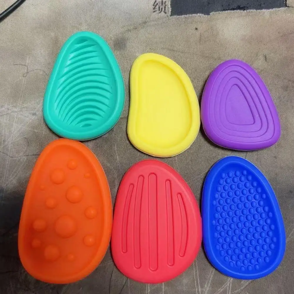 Fidget Toys Adults Sensory Silicone Stone 6 Pack Textured for Autism Kids Calming Down Fidget Toys Sensory Texture Worry Stones