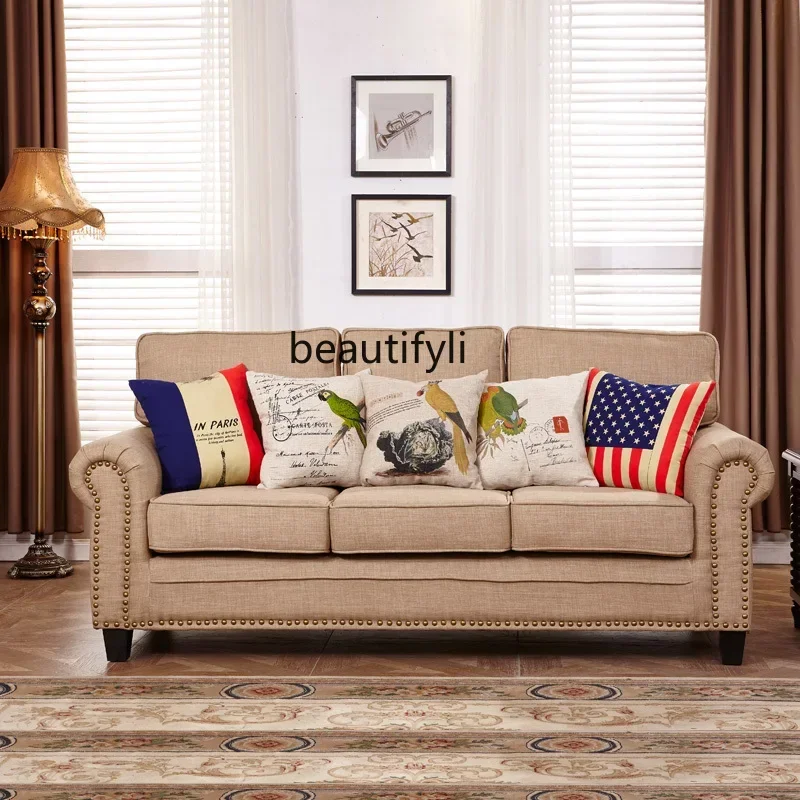 

ss1001 American rural pastoral sofa, single and double triple sofa small apartment fabric sofa group
