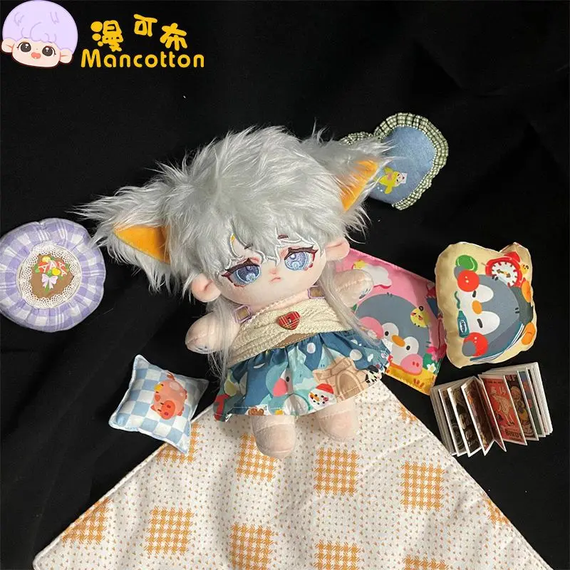 New Arrival 20cm No Attribute Cute Ning Qi Beast Ear Grey Soft Plush Hair with Skeleton 20cm Doll Stuffed Girl Children's Toys