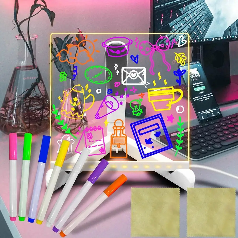 Löschbaren Led Leucht Acryl Schreibtafel Nachricht Bord Diy Billboard Stall Display Board Fluoreszierende Bord Für Kinder L4j3