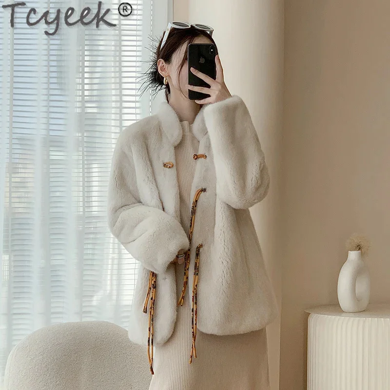 Natural Tcyeek Mink Fur Coat Winter Women's Jacket 2024 Fashion Whole Female Real Coats Elegant Fourrure Femme