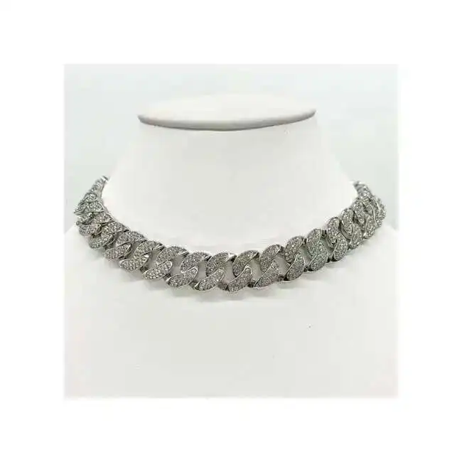 

18mm Bust Down Thick Solid Miami Cuban Link 14k Gold Finish Vs1 Cubic Zircon Flawless Clarity Crystals Finest Quality