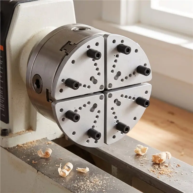 Y50A-8Inch Lathe Chuck Jaw Set Kit For Wood Lathe Key Chuck &Scroll Chuck Flat Jaw Set With Buffer Kit For Wood Lathe Chucks