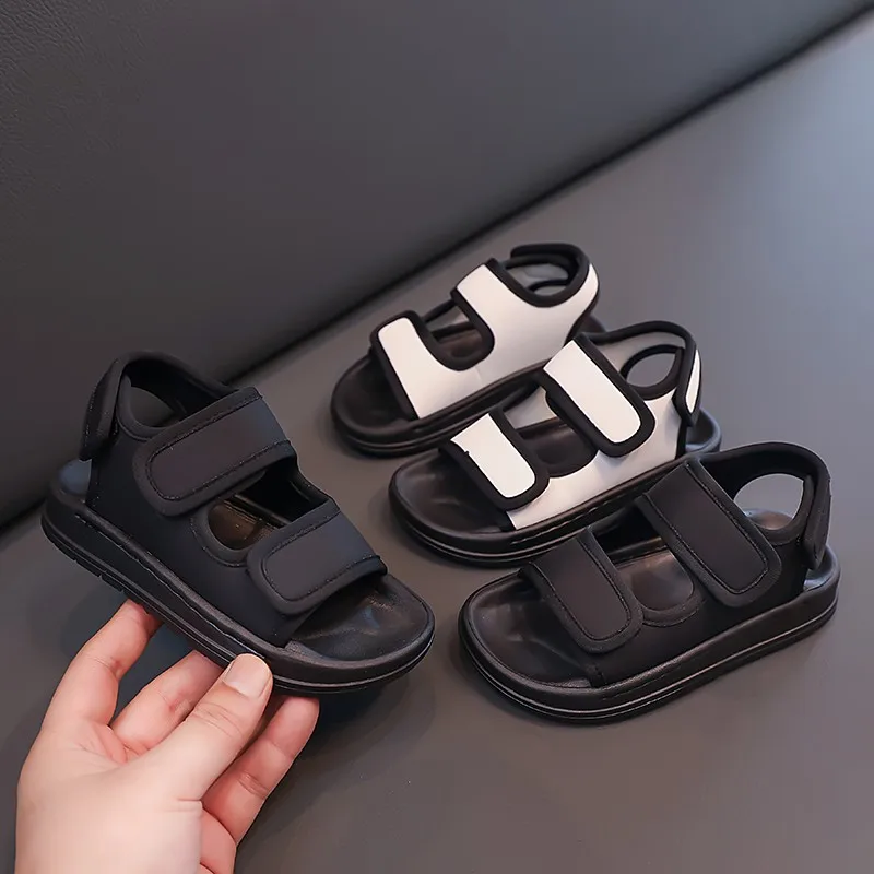 

2026 Summer Kids Sandals with Velcro, Soft Sole Beach Shoes for Boys & Girls, Breathable Anti-Slip Casual Slides for Daily