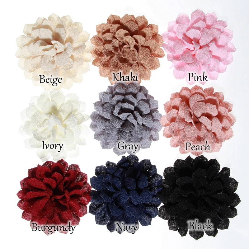 120PCS 10CM Vintage Fabric Flowers For Headbands Satin Flower For Women Hair Clips Accessories U Pick Colors