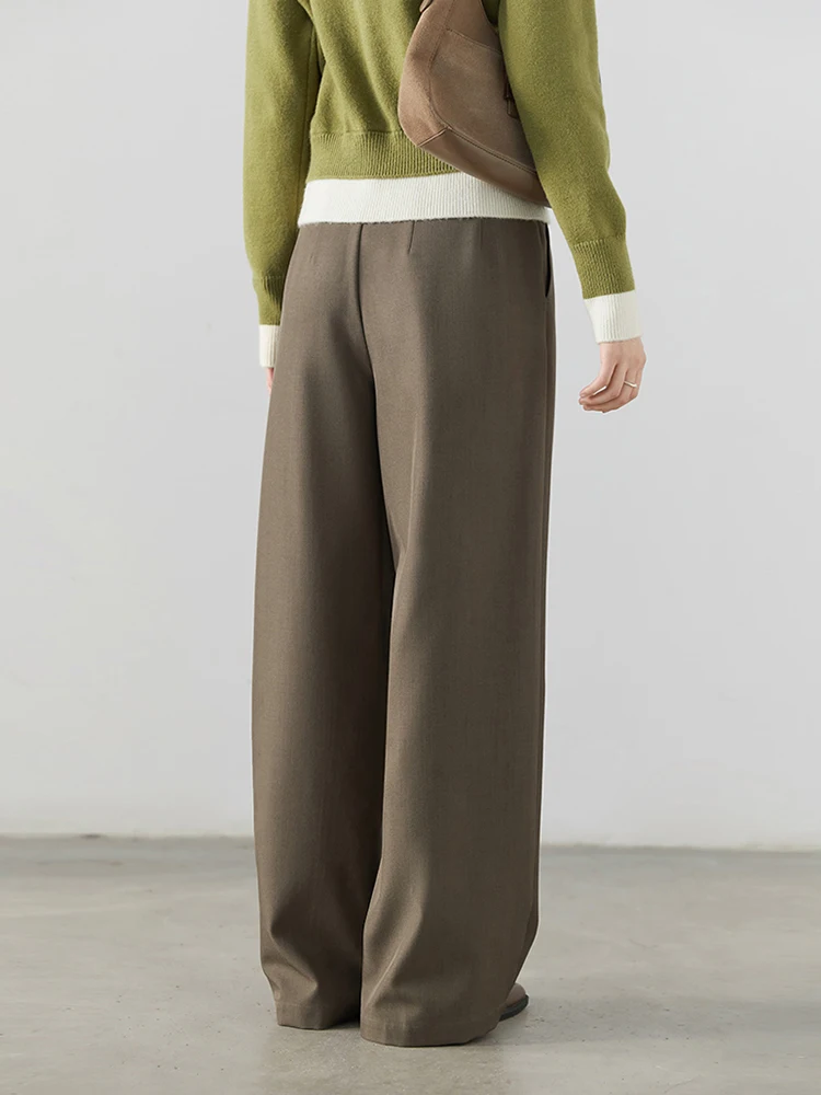 CHIC VEN Vrouwen Broek Koreaanse Casual Hoge Taille Geplooide Wijde Pijpen Pak Broek Vrouwelijke Effen Losse Broek Lente Herfst Nieuwe 2025