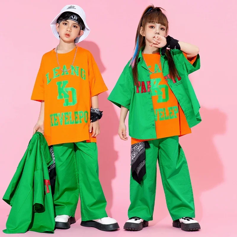 

2025 New Children Jazz Dancewear Kids Hip Hop Dance Costume Kpop Stage Outfit Girls Boys Street Dance Suits Stage Wear