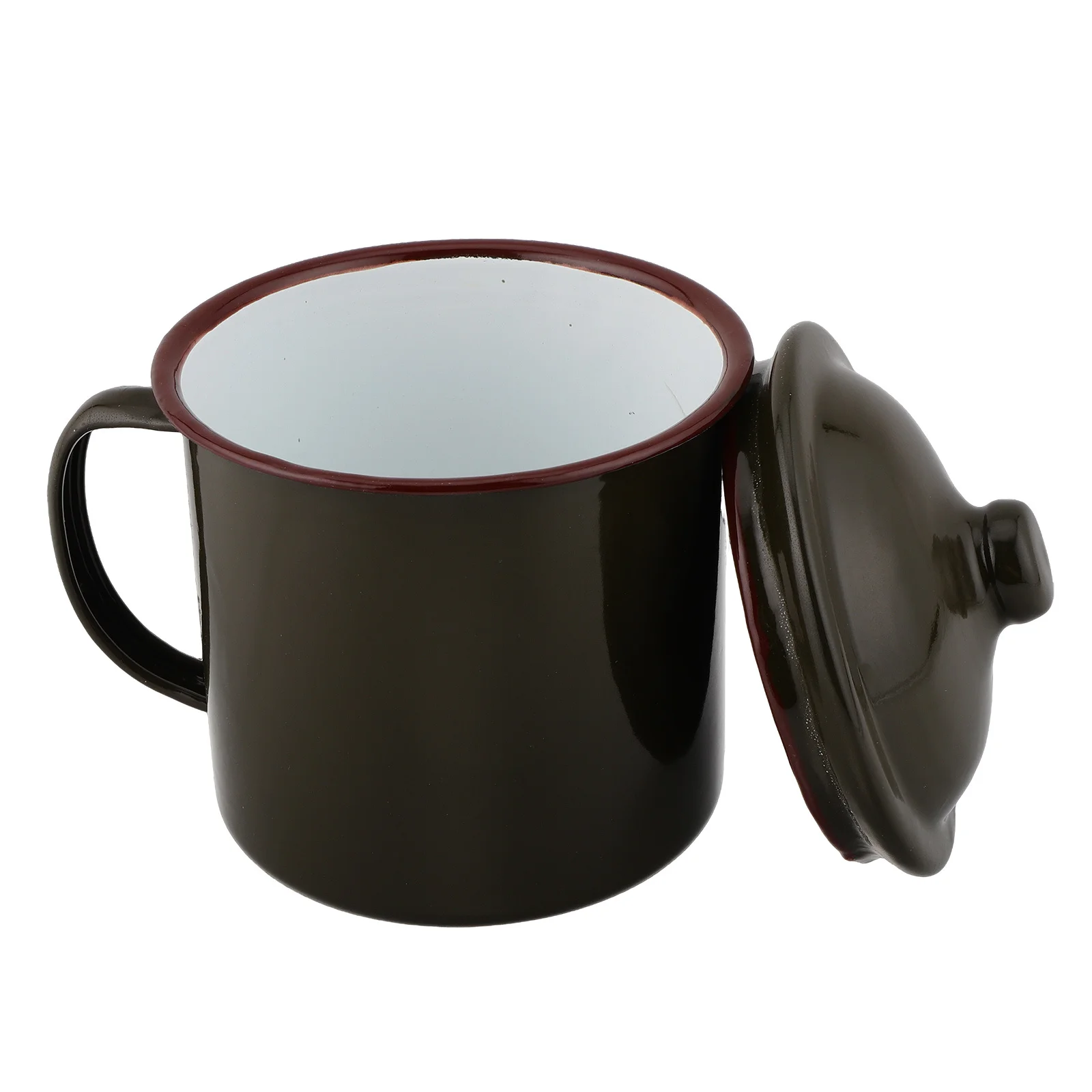 

Vintage Enamel Mug 700 Ml Retro Green Camping Cup With Lid Large Capacity Tea Coffee Outdoor Travel Hiking Portable