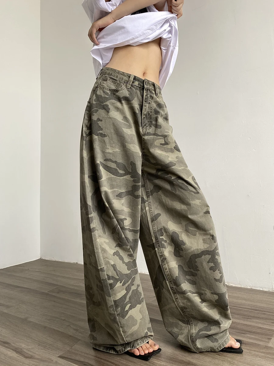 

Брюки AcupStudio Jiangyou в американском рабочем стиле, свободные, повседневные, широкие, камуфляжные, с высокой талией, в пол