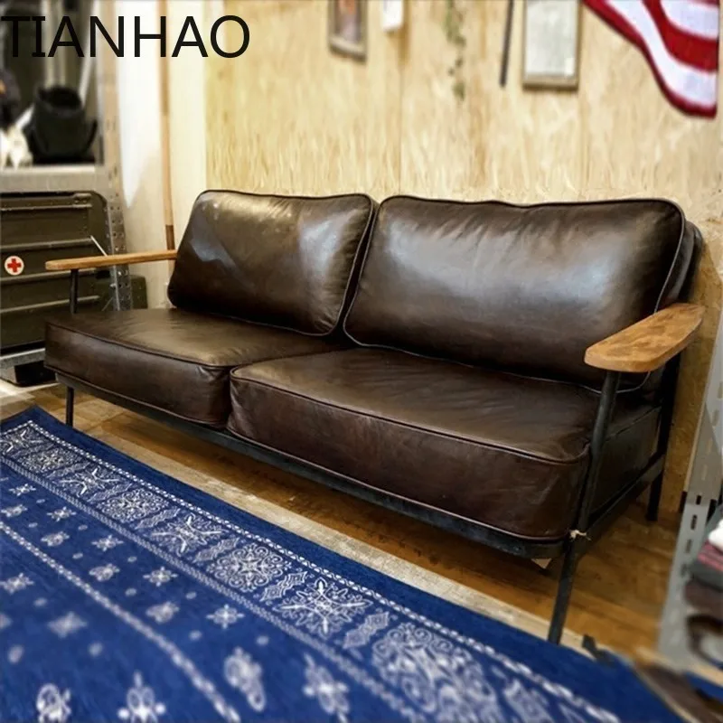 Industrial Style Metal Frame Sofa for Clothing Stores Retro Studio Lounge Chair for Nordic Bar Seating Single Double Seater