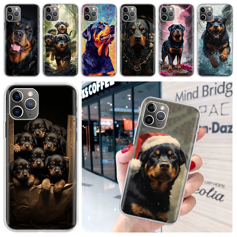 Rottweiler Dog Rottie Soft Phone Case for iPhone 16 15 14 Plus 13 12 Mini 11 Pro Max 7 + Apple XS X SE 2020 8 Cover Shell for iP