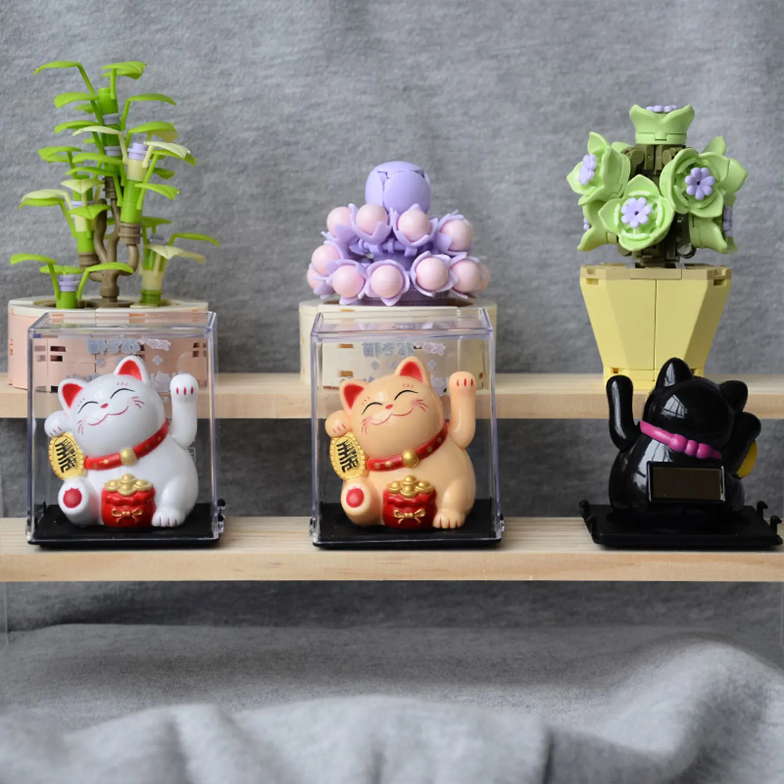 1pcs Solar Lucky Cat Mini Ornaments Shop Living Room Car Cute Creative Home Accessories Wealth Good Luck Exquisite Gift