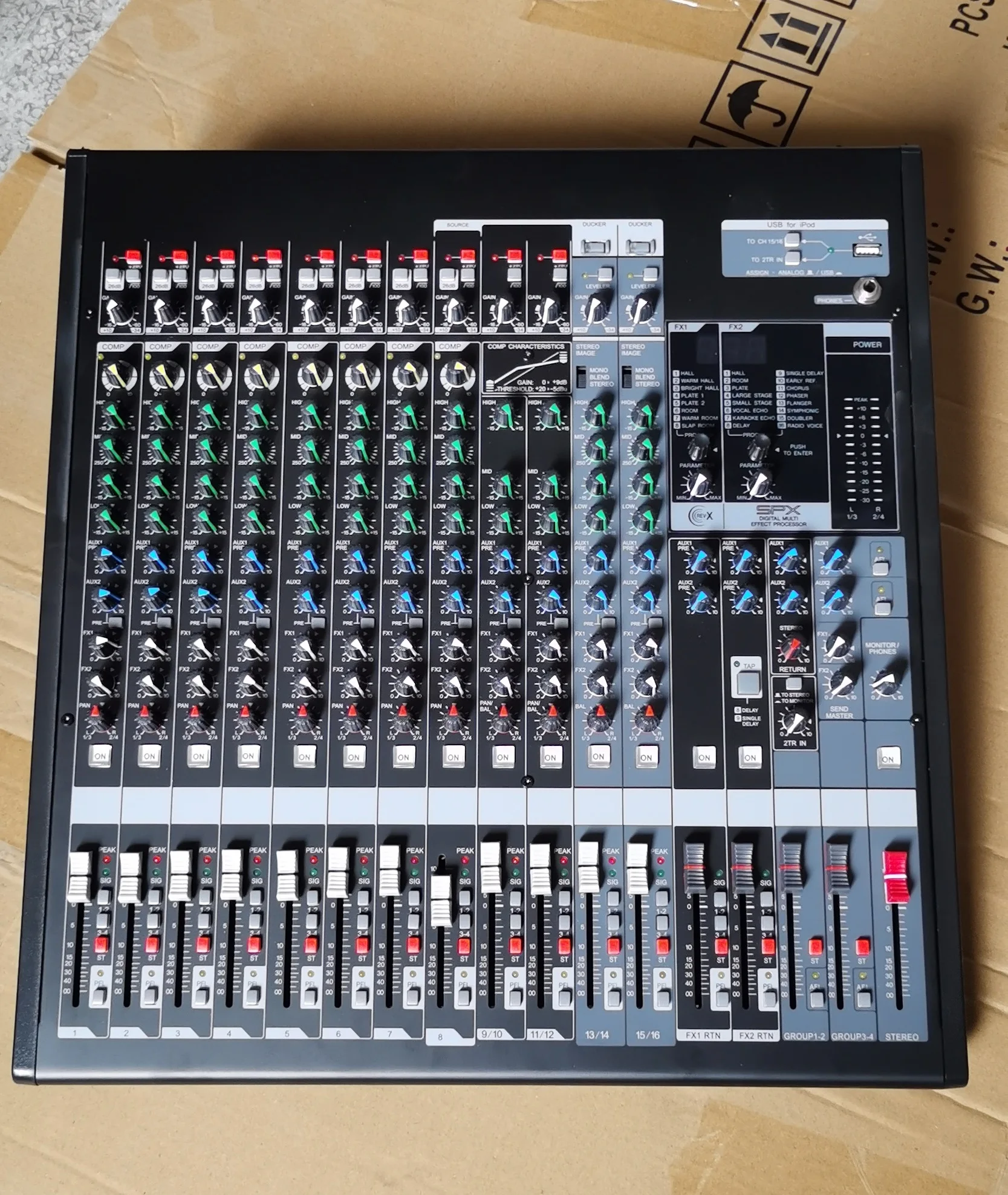 Channel professional audio mixing console, professional audio digital multi-effector, processor for stage sound system