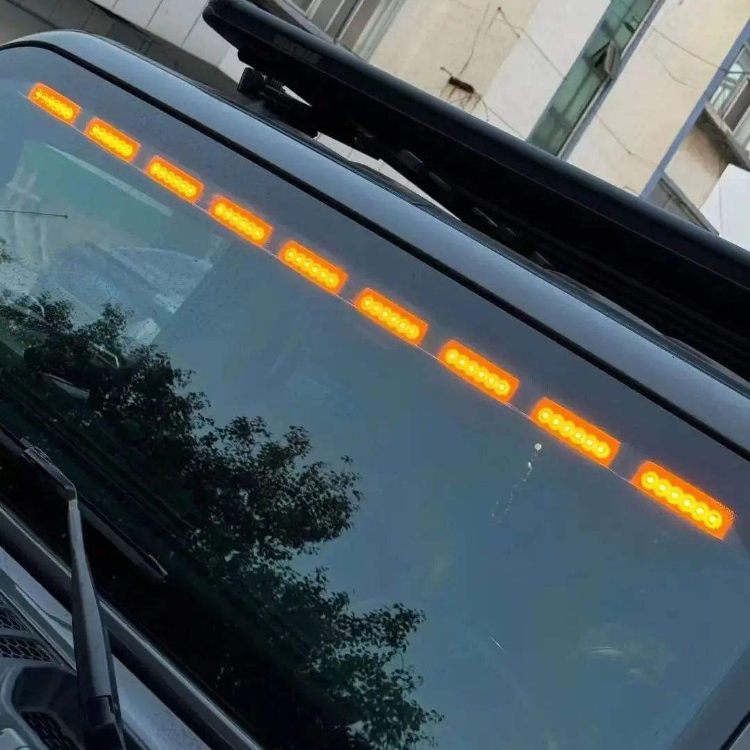 SXMA J9035 Car Front Window LED Light Bars Strips Lamp Panel Windshield Yellow Light for Jeep for Wrangler JL2018+ Without ACC