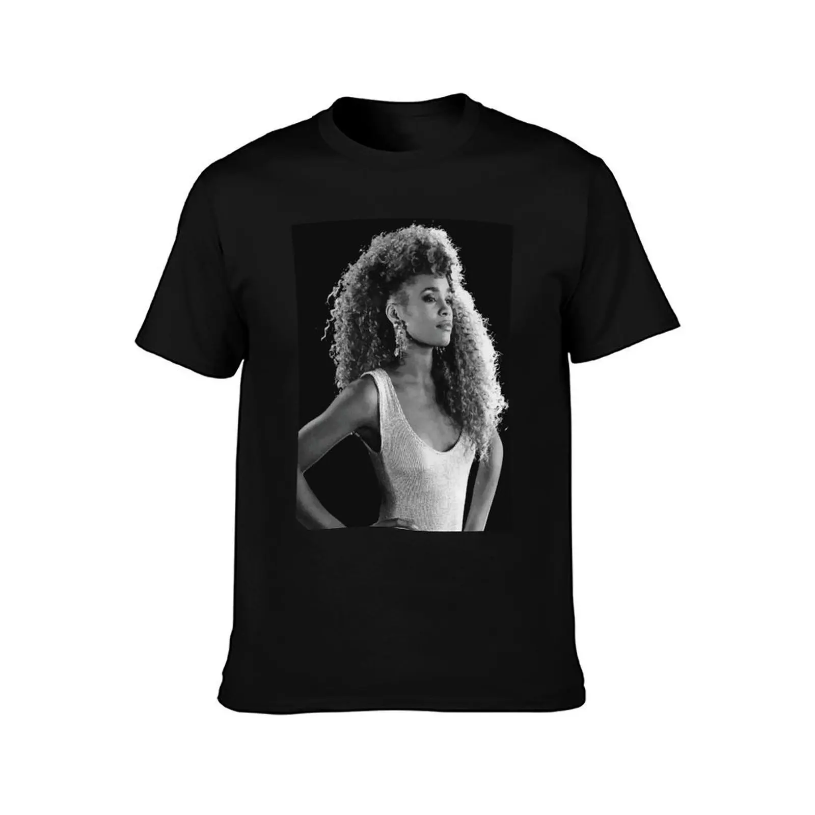 Whitney Houston Printed White T-Shirt Stretch Fabric Comfort T-Shirt