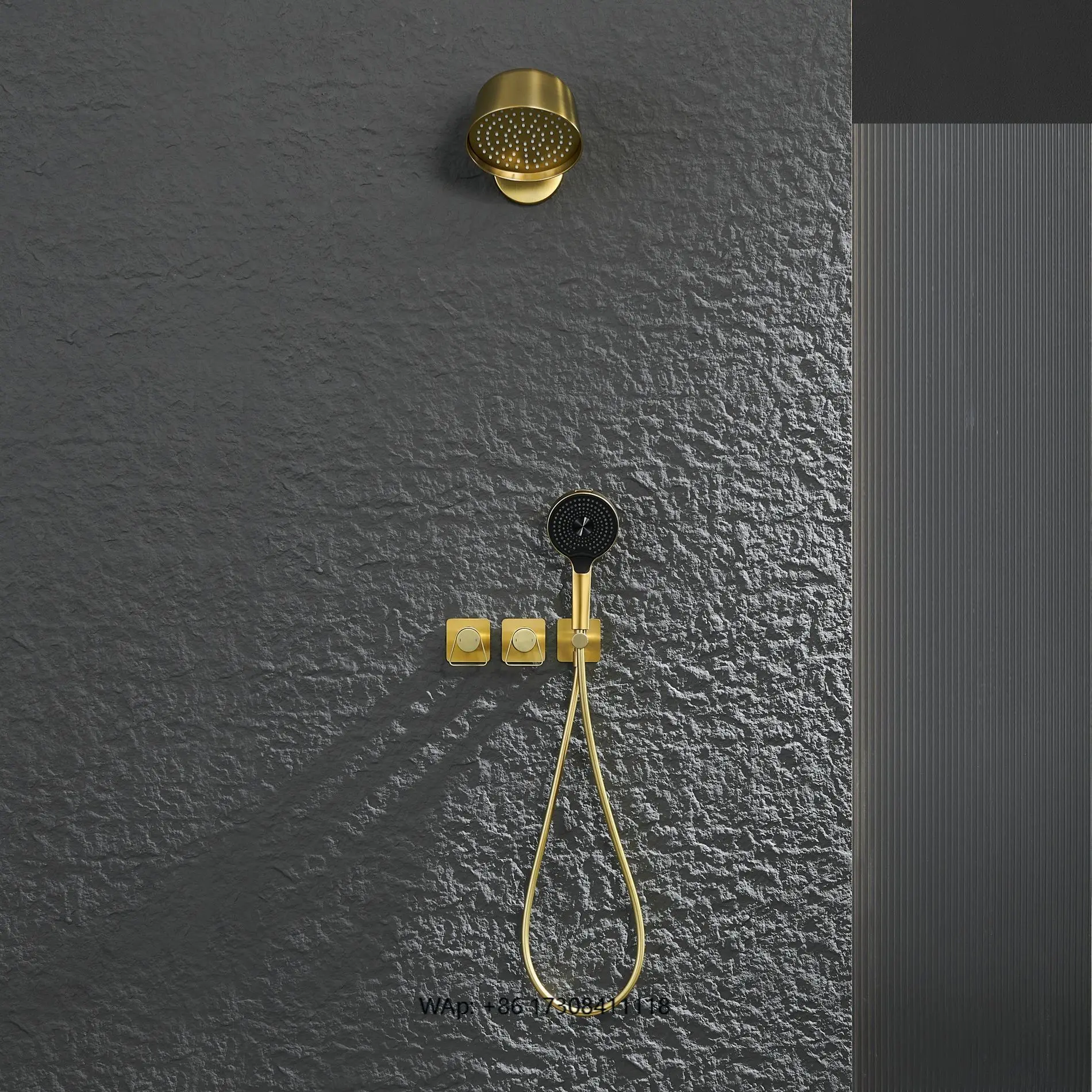 

Modern Rainfall Shower Trim Kit Brushed Gold Shower System
