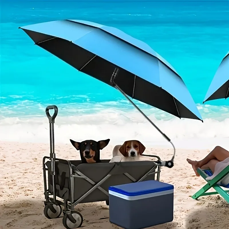 Rotatable Portable Beach Sunshade Umbrella, Ventilated Canopy for Outdoor Camping Fishing