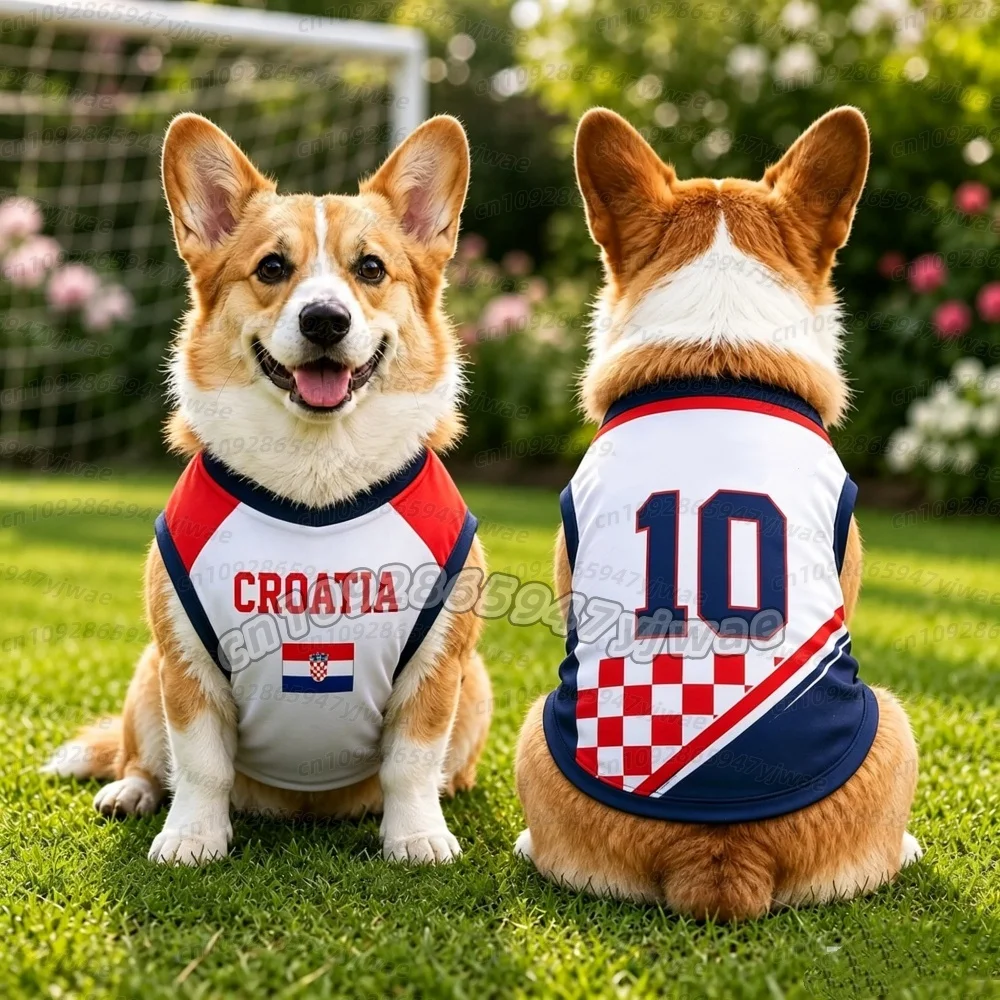 Pet Soccer Croatia Jerseys Croatia NO.10 print Basketball Clothes Puppy T-Shirt Summer Pet Cat Shirts For soccer fans Dogs VEST