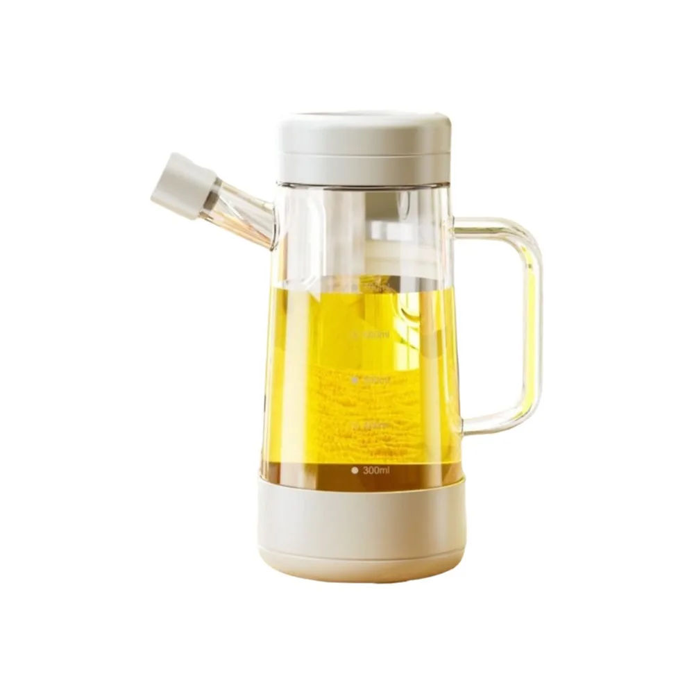 Botella de aceite de vidrio de 700 ml, dispensador de aceite de oliva a prueba de fugas de gran capacidad con asa, olla para salsa de soja resistente al calor para restaurante