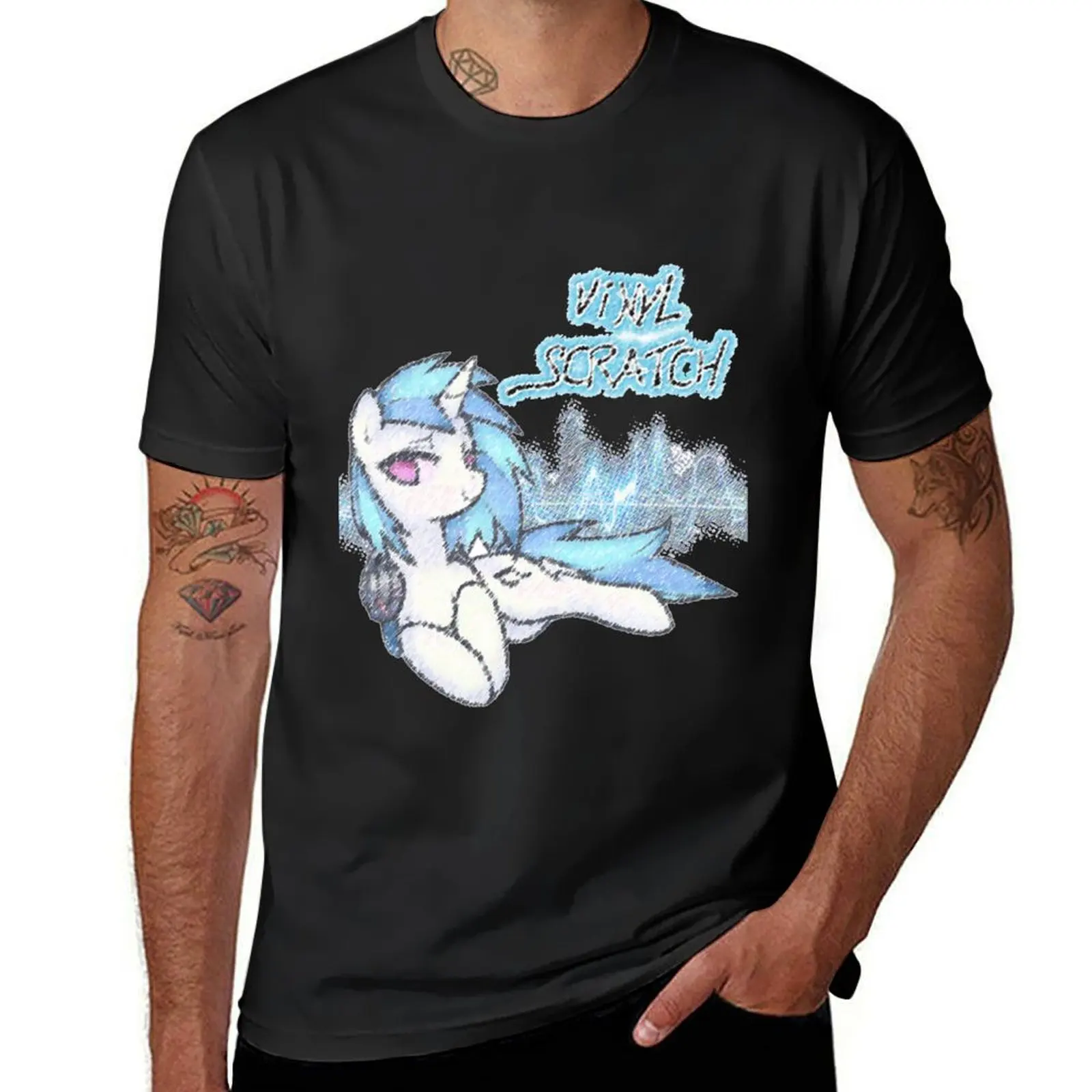 Vinyl Scratch T-Shirt cute tops Short sleeve tee new edition mens cotton t shirts