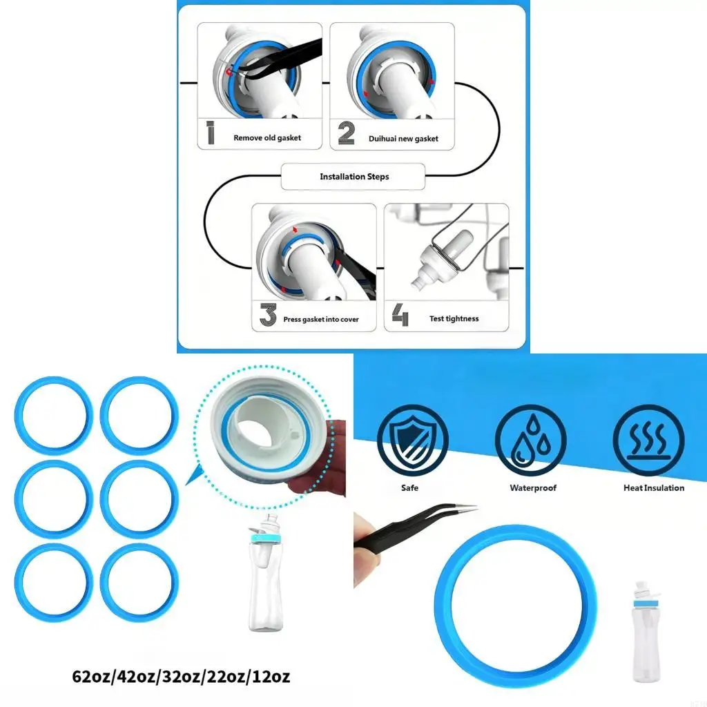 conjunto-6-tampas-conjunto-substituicao-garrafas-agua-coloridas-junta-silicone-aneis-vedacao