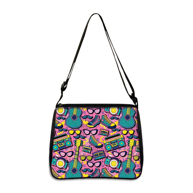 Cassette Tape Recorder Printing Handbag Back To 80s 90s Women Shoulder Bags for Travel Underarm Leisure Adjustable Crossbody Bag