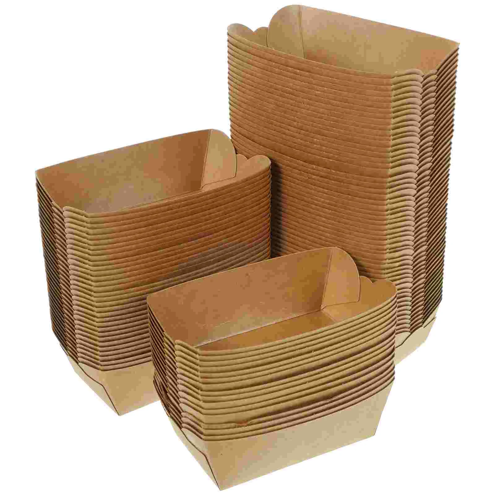 

100 Pcs Take Out Containers with Lids Kraft Paper Picnic Dogs Tray French Fries Serving Boxes Food