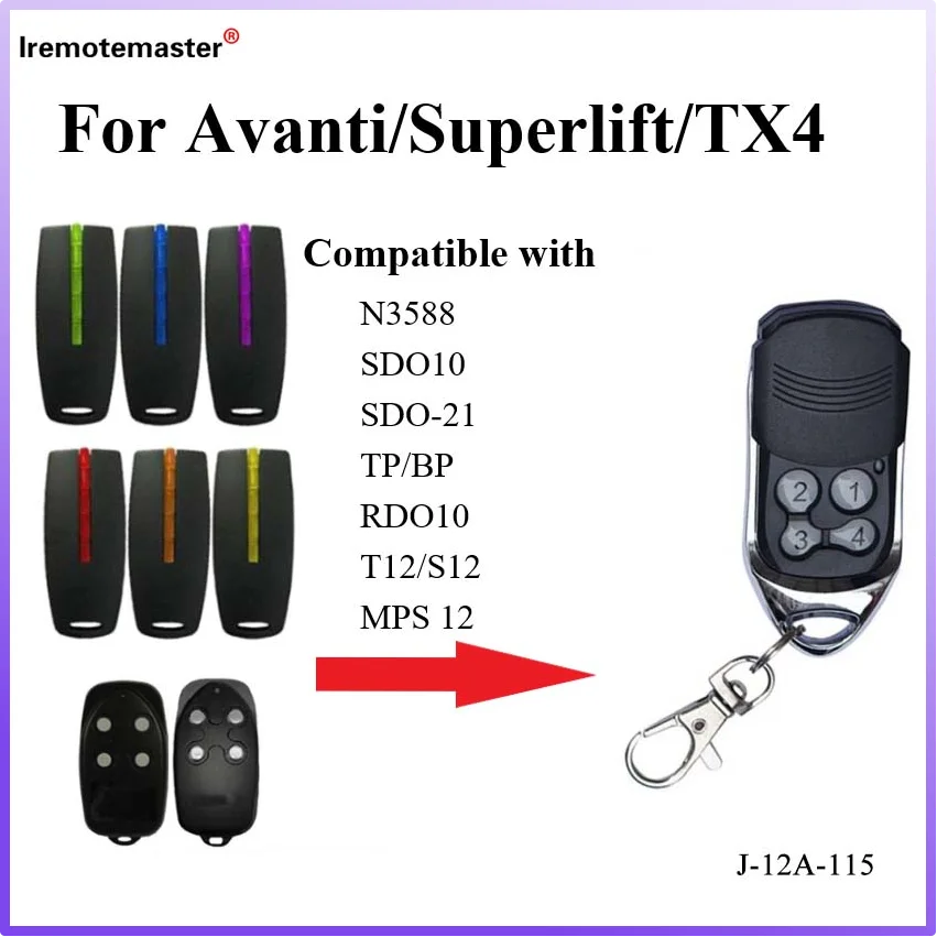 For Avanti/Superlift/TX4 N3588 MPS 12 Slimfit Garage Door Gate Remote Control 433.92MHz Rolling Code