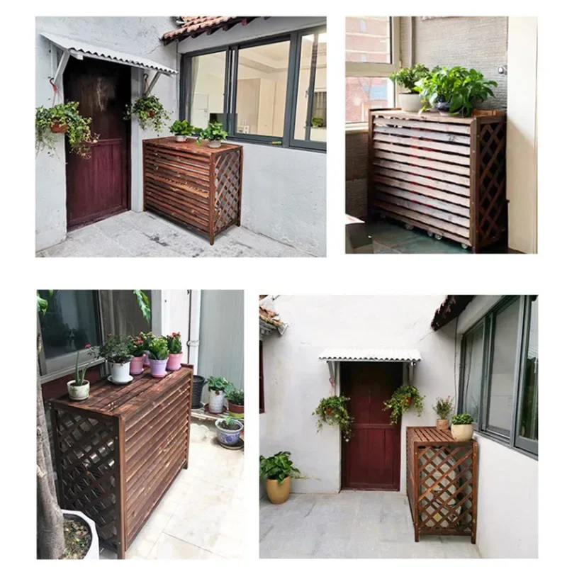 Air Conditioning External Machine Cover Storage Rack Outdoor Anti-corrosion Wooden Fence Plant Shelves Host Protective Shelf