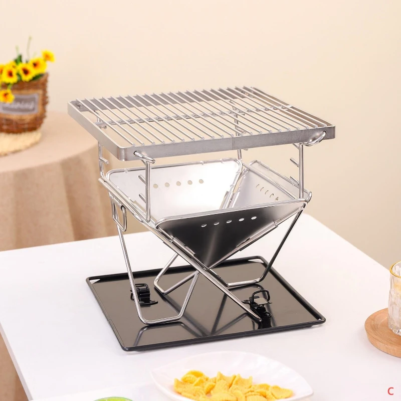 

Wood stove 304 stainless steel grill picnic outdoor grill portable