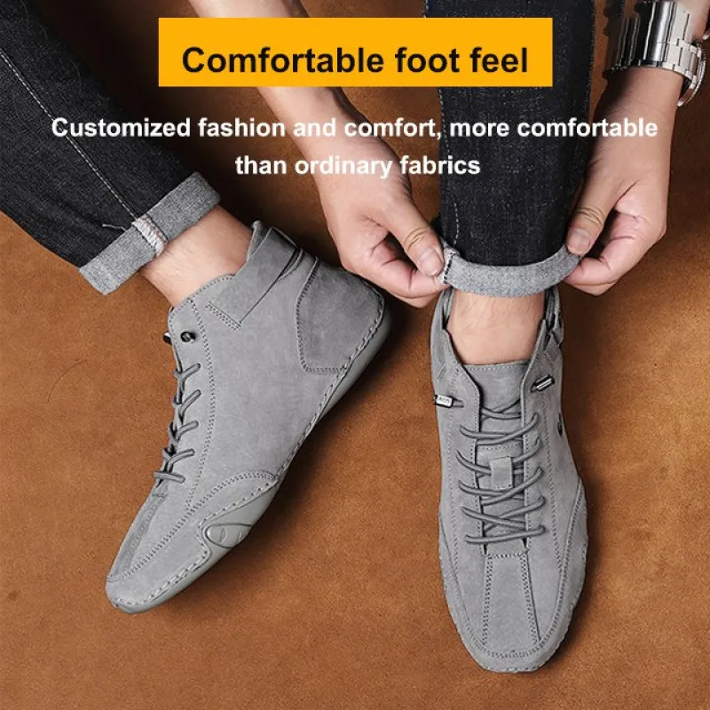 

Стильные и удобные мужские высокие туфли из итальянской воловьей кожи ручной работы