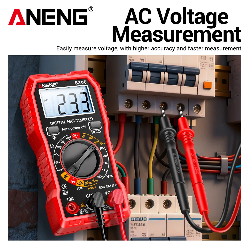 Mini Digital Multimeter Tester ANENG SZ06 Smart AC DC Voltage Resistance 1999 Counts Professional Multi-functional Detector Tool