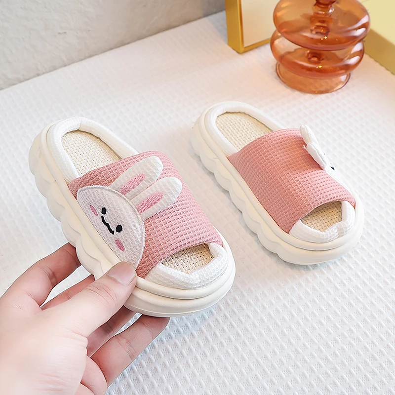 

2025 New Cute Rabbit Girls Slippers Open-toe Versatile Kid's House Slippers Thick Soled Boys Bathroom Children Platform Slippers