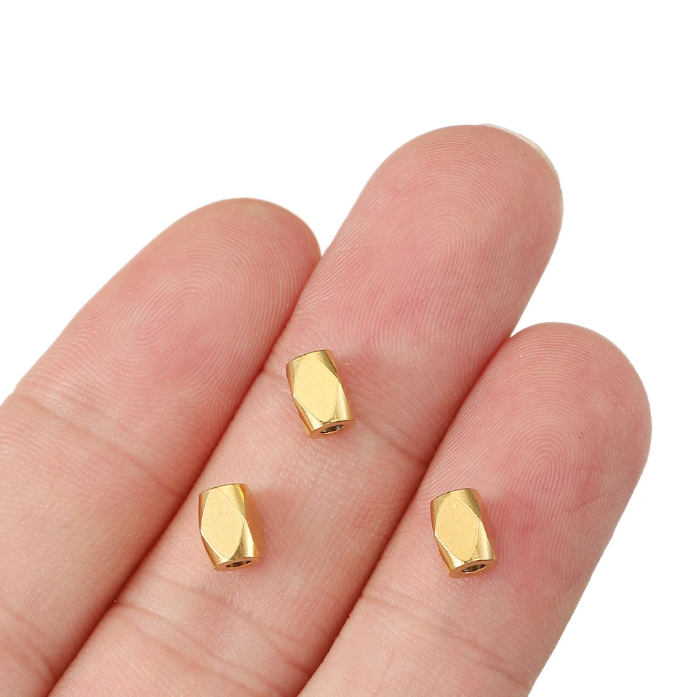 30pcs Stainless Steel Gold Color Spacer Beads Faceted Spacer Beads Charms Pendants for Bracelet Necklace Jewelry Making DIY