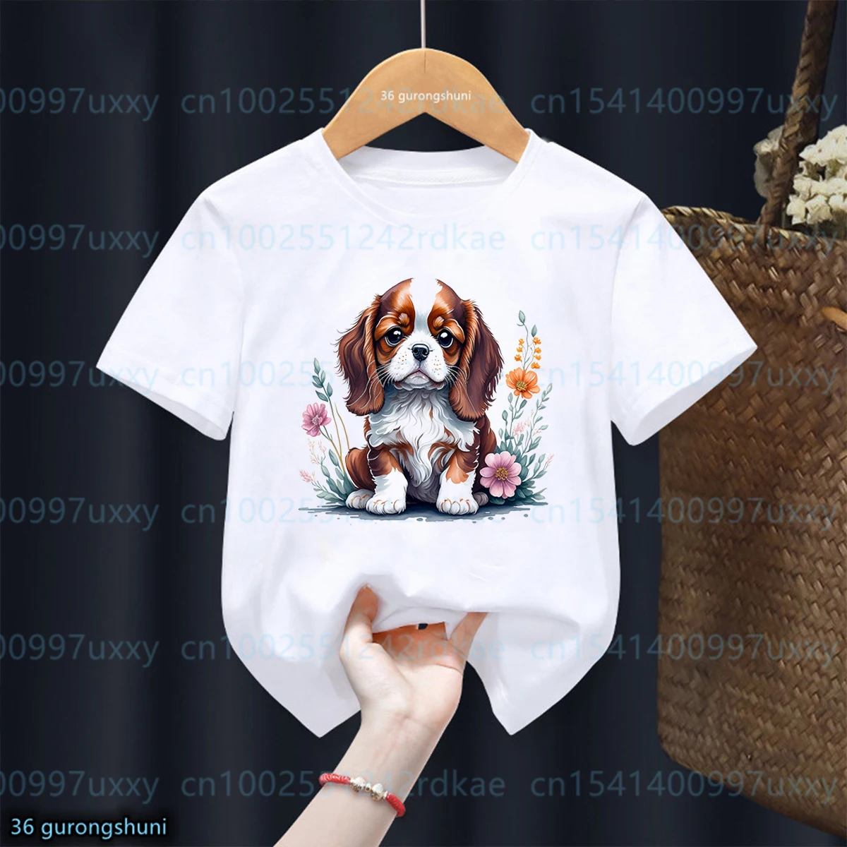 Kawaii Girls T-Shirt Funny Watercolor Knight Poodle, Dog Animal Print Tshirt Cute Kids Tshirt Fashion 2024 Girls Clothes 1-15 Th