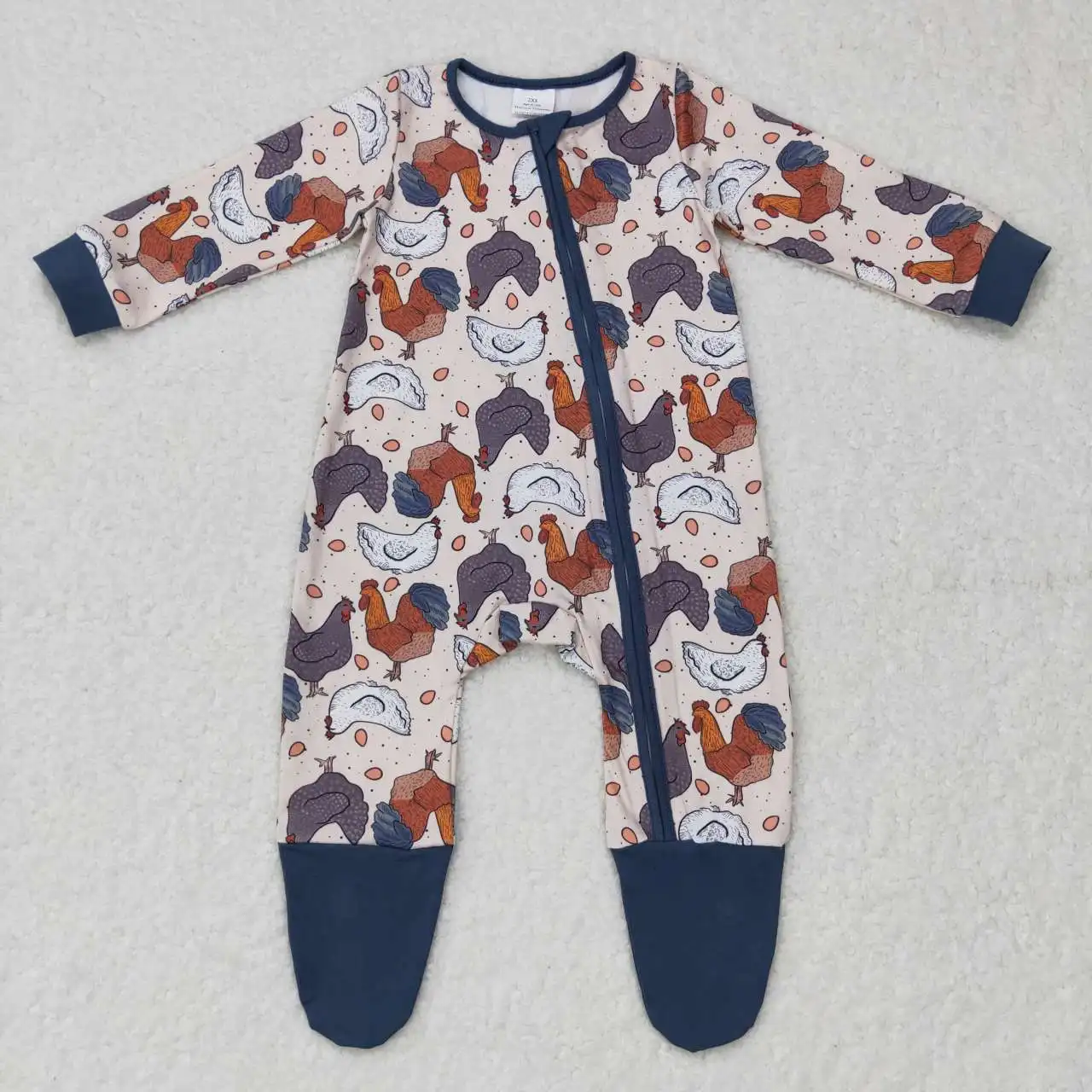 

Wholesale Baby Boy Zipper Long Sleeves Chicken Eggs Romper Kids Toddler One-piece Newborn Coverall Bodysuit Footie Farm Jumpsuit