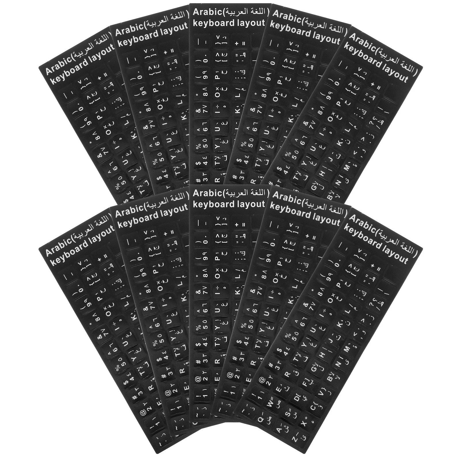 

10Pcs Keyboard Letter Stickers Arabic Replacement Matte Background Easy Install Stickers for Desktop Laptop Computer Accessories