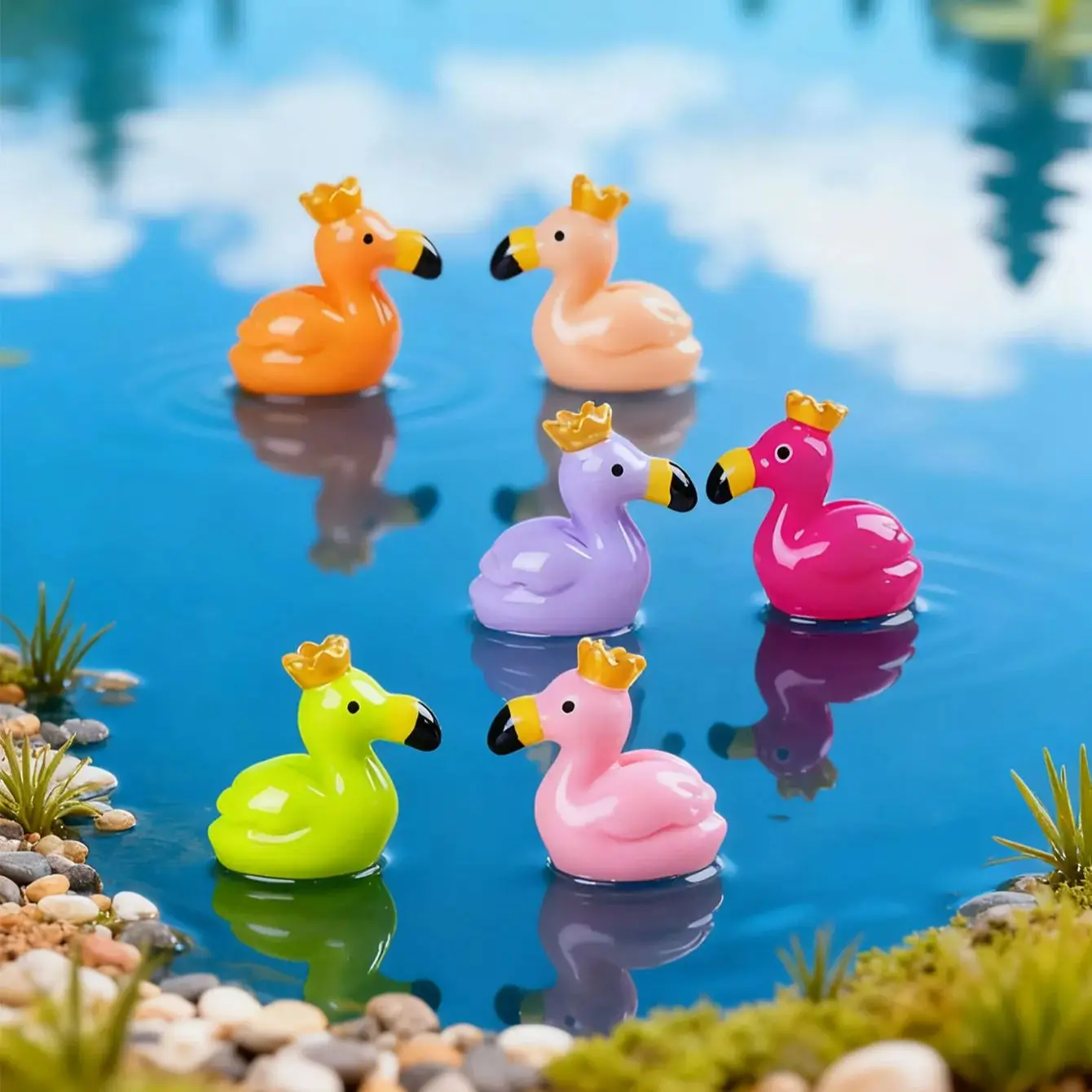 10/20PCSResin تاج فلامنغو الحلي جمع ل حديقة الجنية المشهد الصغير الزفاف محور لتقوم بها بنفسك عرض الحرفية