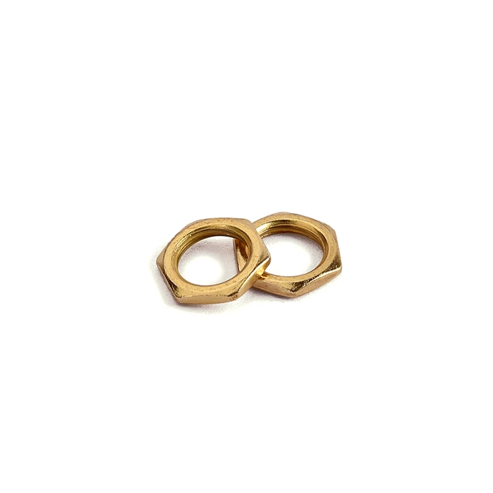 

50 Pcs Zinc Alloy Fine Tooth Nut Light Nut Thin Nut 8mm for Instrument Guitar Bass Socket Jack (Gold)