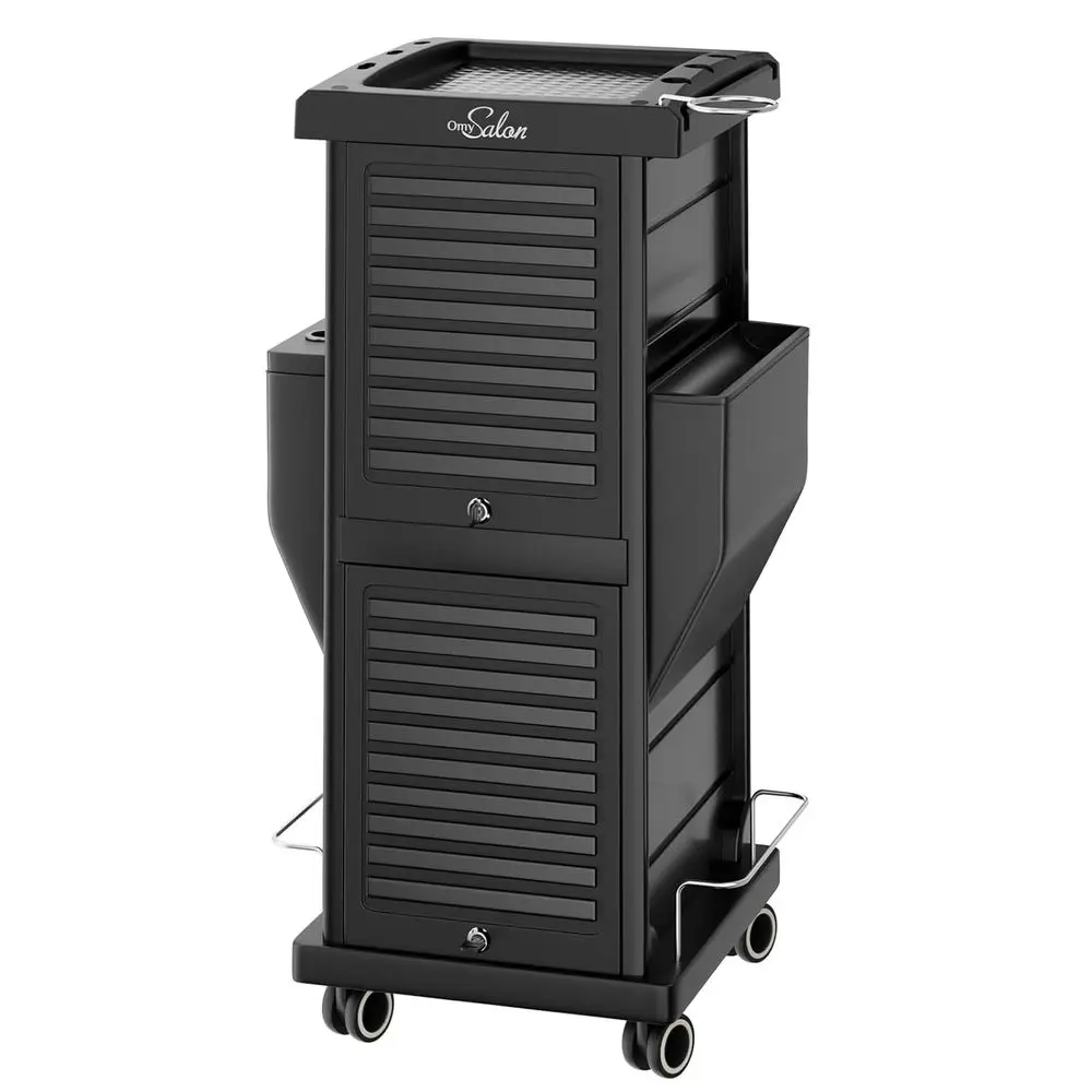 

6-Shelf Lockable Rolling Hair Styling Cart with Hot Tools Holder and Wheels for Salon Storage